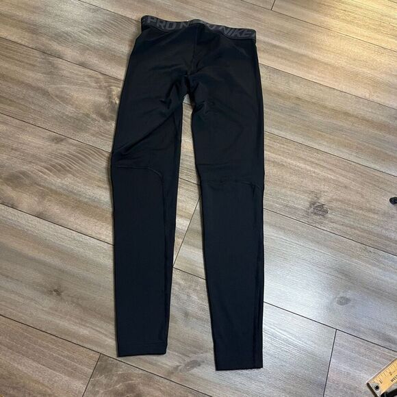 Nike Black‎ Athletic Leggings Men Small Bin L-116 - Picture 4 of 4